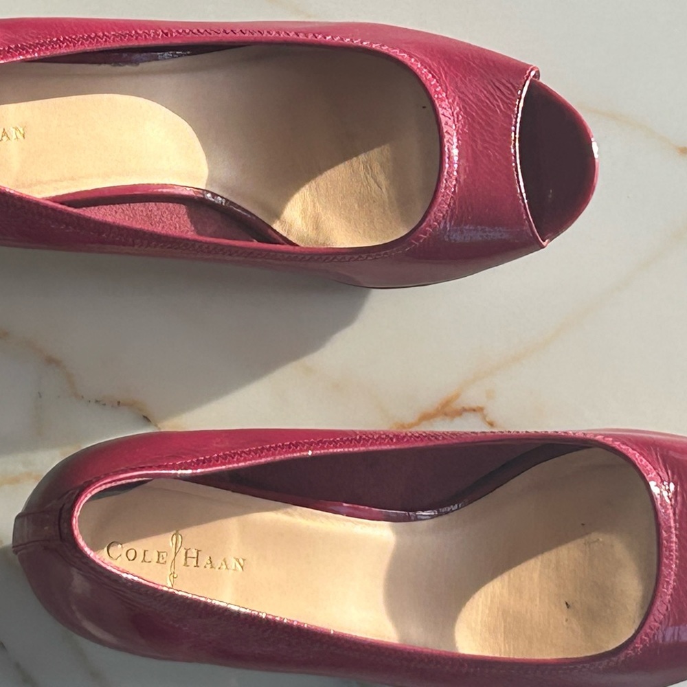 Stylish Cole Haan open toe wedges.